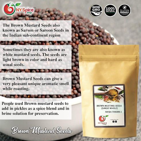 5 (lbs.) Brown Mustard Seeds (Sarso Whole) - Whole Mustard Seeds - Mustard Seed - Mustard Seeds for Cooking - Whole