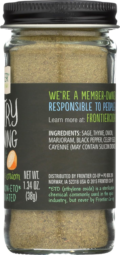 1.34 Frontier Co-op Salt-free Poultry Seasoning, Ounce Bottle, Blend of Sage, Thyme & Onion, Perfect for Poultry