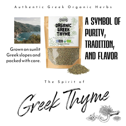 (3.52 oz) 3.52 oz Apsogo Organic Greek Thyme Premium Dried Thyme Leaves from Greece Aromatic for Cooking, Tea