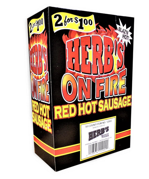 Herbs 50 Count 0.7 Herb's On Fire Red Hot Sausage, Ounce Pickled Hot Sausage