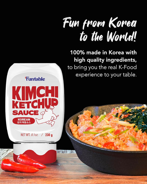 (8.1 oz, 230g) Funtable Kimchi Ketchup (Halal) - Savoury & Spicy Ketchup, Great Flavors, Easy-to-Use. Perfect