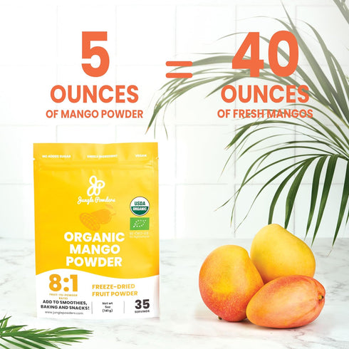 5oz 5oz Jungle Powders Exotic Fruit Flavor Bundle: Organic Mango Powder & Wild Blueberry Powder - Versatile Ingredients