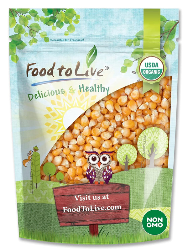 Food to Live Organic Yellow Popcorn, 7 pounds Non-GMO Corn Kernels, 100%