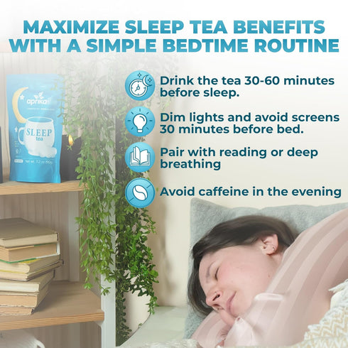 Aprika Life Sleep Tea for Bedtime Relaxation - Caffeine-Free Herbal Nighttime Tea with Chamomile, 60 Pack