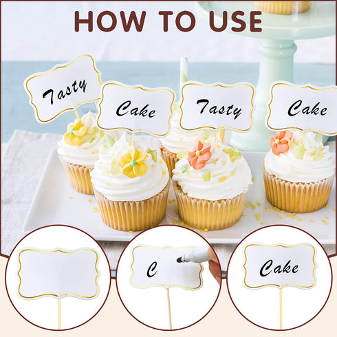 56 PCS White Cheese Markers - Cake Topper Toothpick Flags for Charcuterie Board, Buffet Labels, Appetizer Signs,