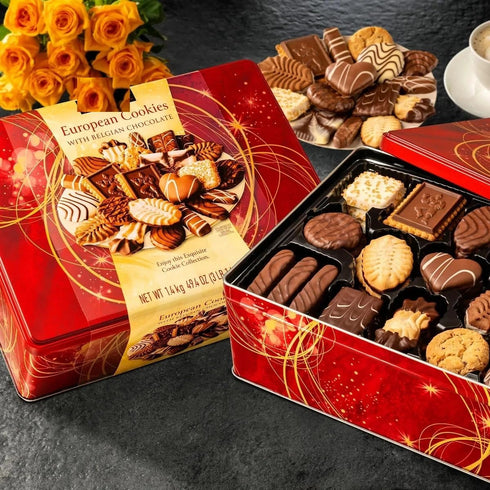 Generic Luxury European Chocolate Cookie Variety Festive Christmas Biscuit Assortment, 49.4 oz. Perfect