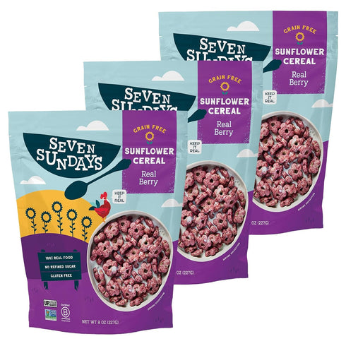 Seven Sundays Sunflower Cereal, Real Berry, 8 Oz Bag (Pack of 3),