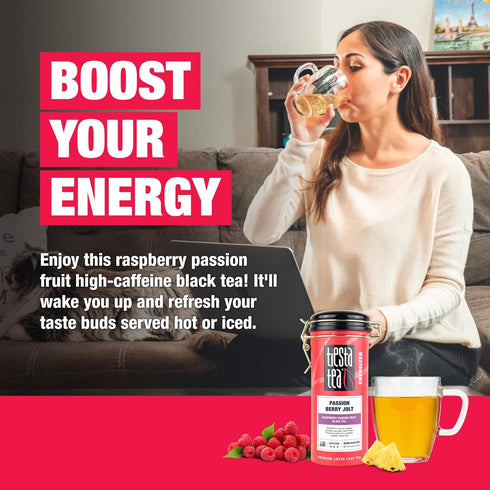 50 4oz Tiesta Tea - Passion Berry Jolt, Loose Leaf, Raspberry Passion Fruit Black Tea, Premium Caffeinated Blend, Make