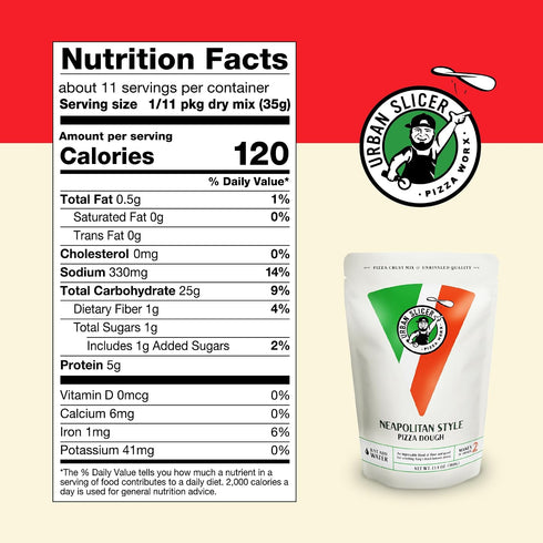 3 13.4 oz 6 Urban Slicer Pizza Worx, Make-At-Home Pizza Dough Mix, Neapolitan-Style, Classic Artisan Crust, Bags, Each