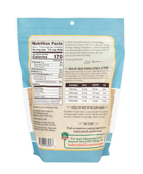 24 oz (Pack 3) Bob's Red Mill Organic Steel Cut Oats