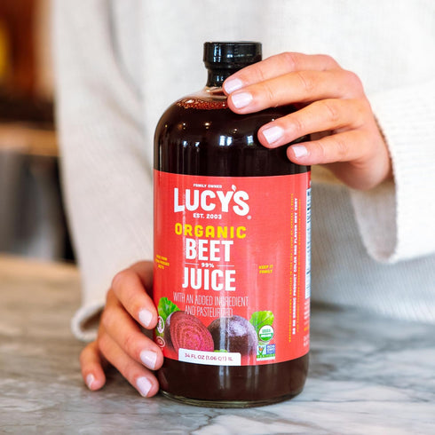 99% 34 oz. Lucys Family Owned - AMERICAN BEETS Organic Pure Beet Juice, Glass Bottle (Fresh Pressed and Pasteurized)