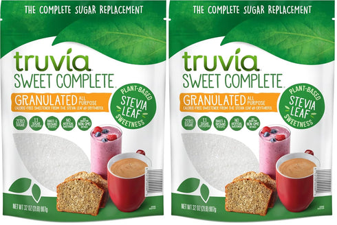 Truvia Sweet Complete Zero-Calorie Granulated All-Purpose Stevia Leaf Sweetener, 32 oz Bag