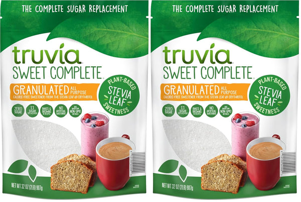 Truvia Sweet Complete Zero-Calorie Granulated All-Purpose Stevia Leaf Sweetener, 32 oz Bag