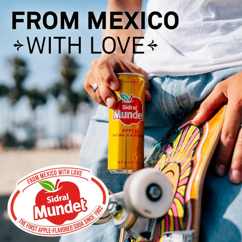 (12 oz, 355ml) 24 0g 120 Sidral Mundet - Mexican Soda Soft Drinks, Apple Cans - Caffeine Free, Gluten Free - Real Cane