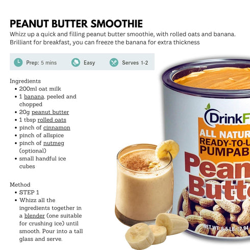 6.5 lbs Creamy Peanut Butter, Non-GMO, Vegan, Soy Free, Gluten Free and Low-Carb, No Sugar Added, Can