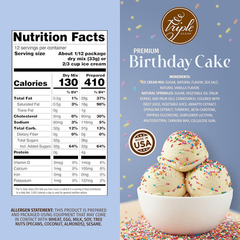 5 2 (1 Pack, Triple Scoop - Premium Birthday Cake Ice Cream Mix For Ice Cream Maker. Simple, Easy, Delicious. From