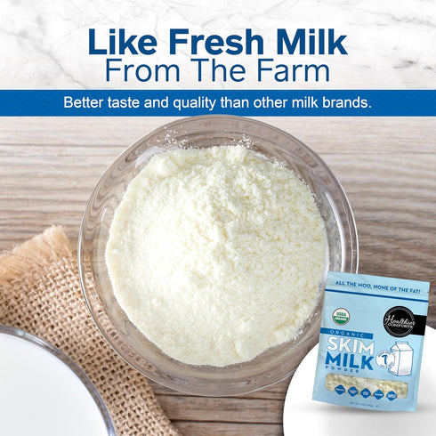(7oz) Healthier Comforts Organic Skim Milk Powder | Certified USDA Organic | Fat Free, Kosher, Gluten Free, Non-GMO