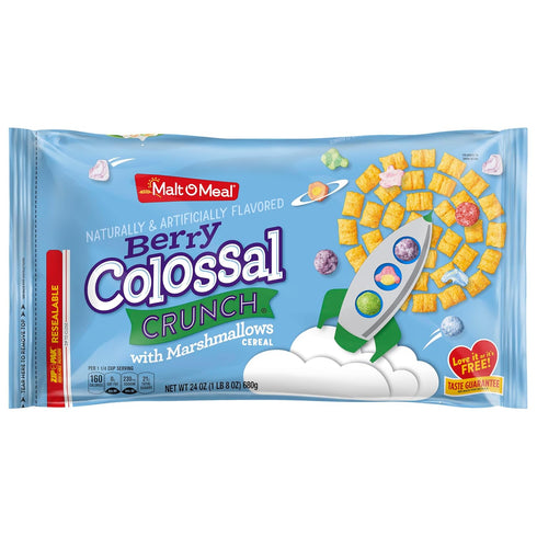 Malt-O-Meal Berry Colossal Crunch with Marshmallows, Crunchy Corn and Oat Cereal with