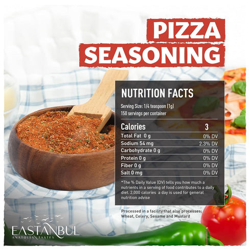 Eastanbul Pizza Seasoning Spice Blend, 5.29oz Italian Seasoning, Boosts Pizza Toppings, Herbal Pizza Blend