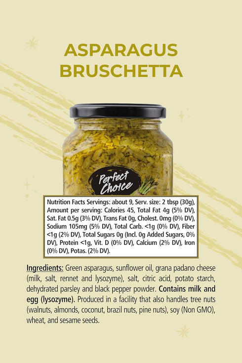 9.9 oz (Pack 3) Perfect Choice Green Asparagus Bruschetta - Delicious Bruschetta Bread Spread - Ready-to-serve Dip