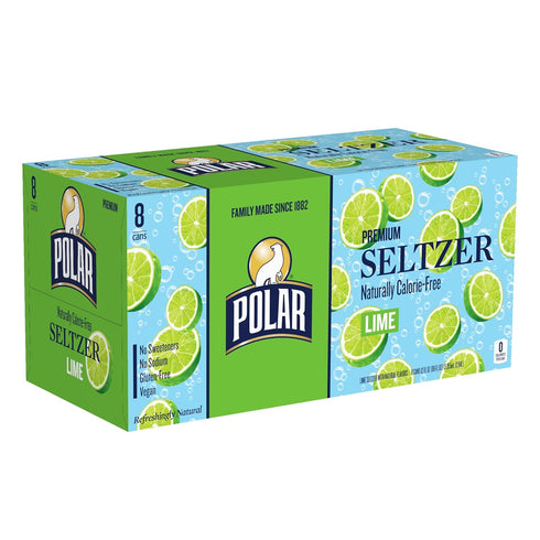 12 oz 8pk Polar Seltzer Water Lime, fl cans