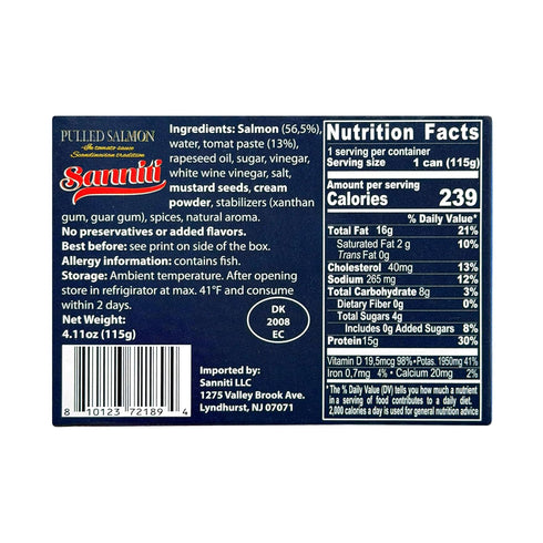 3 4.1 oz (Pack 2) Sanniti Pulled Salmon in Tomato Sauce | Natural Source of Omega | Ready to Eat