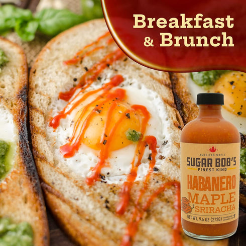 Sugar Bob’s Finest Kind, Habanero Maple Sriracha Hot Sauce, Very Hot Habanero Sauce with Garlic, Bell and Habanero Peppers, Net Weight 9.6 oz