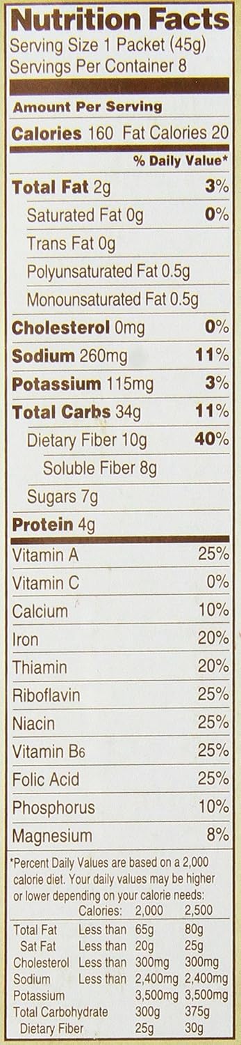 Quaker 12.6-ounce (Pack 5) Instant Oatmeal, High Fiber, Maple Brown Sugar