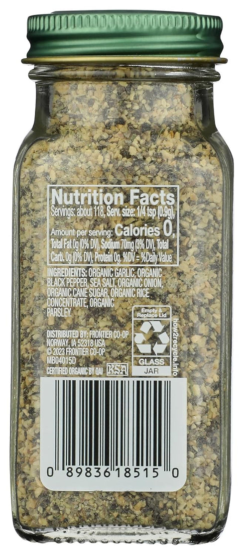 3.73 oz Simply Organic Bottle Garlic Pepper