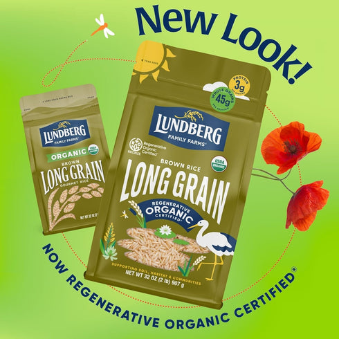 32 (Pack 1) Lundberg Regenerative Organic Brown Rice Long Grain, Kosher, USDA Certified Organic, Gluten Free & Non-GMO