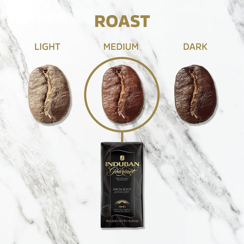 16 oz 100% (Pack 4) Induban Gourmet, Bag, Ground Coffee, Medium Roast - Premium Arabica Coffee from the Dominican