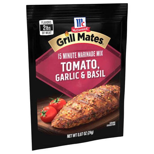 McCormick Grill Mates Tomato, Garlic & Basil Marinade Mix, 0.87 oz (Pack of 12)