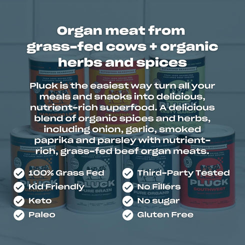 100 Pluck Southwest AKA Spicy Mild Organ Meat Blend Seasoning | From Grass-Fed & Grass-Finished Pastured Beef Organs