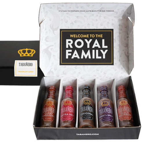 Set 5 Pack (5oz Tabanero Hot Sauces Gift - The Royal Family Collection, Variety Each), Includes Original, Extra Hot