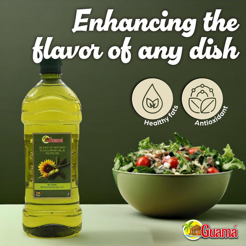 51 oz 1.5 95% 5% GUAMA - Olive Oil for Cooking Blend - Sunflower Oil Cooking Mix, fl L, Refined Sunflower Oil & Extra