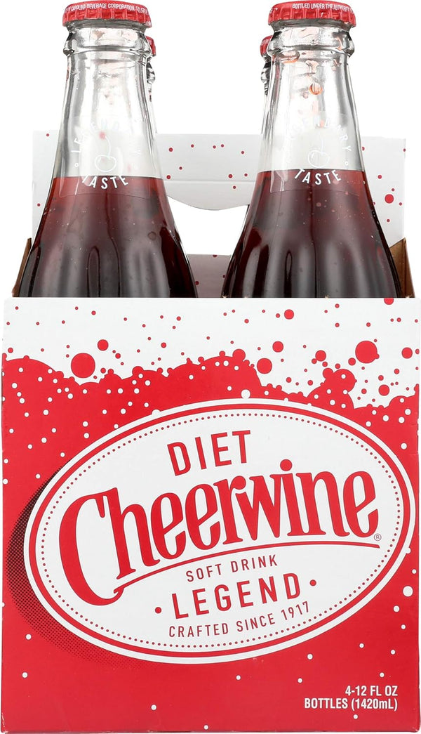 Diet Cheerwine Unique Sparkling Soft Drink, 12 fl oz, 4 pack