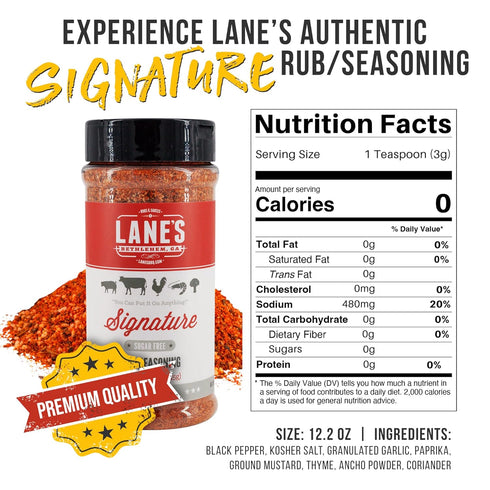 12.2 Oz Lane's Signature BBQ Seasoning Rub, All-Natural BBQ Seasonings and Rubs, Perfect for Beef, Meat, Chicken & Pork