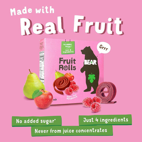 5 Count, .7 OZ BEAR Raspberry Fruit Yo Yo's