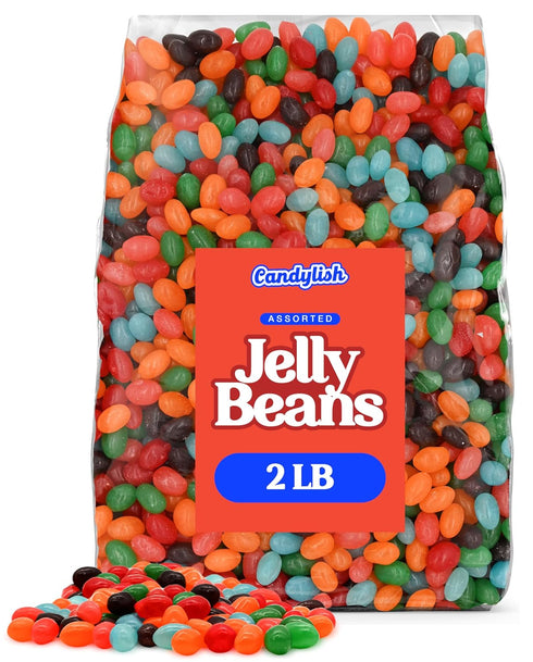 Jelly Beans 2 lb Bulk Bag | Assorted Flavors: Strawberry Orange, Blue