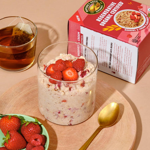 8 oz (Pack 2), Nature's Path Organic Regenerative Organic Certified Berries & Cream Instant Oatmeal, of Non-GMO