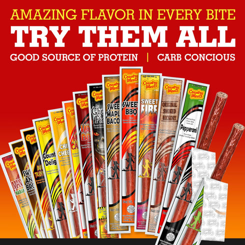Country 0 (10 #9) Meats, Meat Sticks, USDA Certified, Trans Fat, Low Carb, High Protein, Keto Snack, Keto Friendly Meat