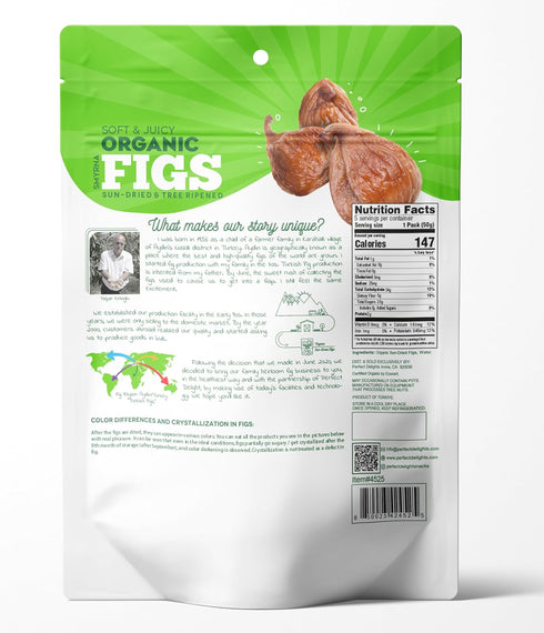 Pack 5 Pack (1.76 oz Perfect Delights Organic Snack Figs, Sun-Dried Turkish Figs, On-the-Go Vegan, Healthy Snack