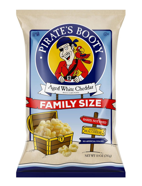 Pirate's Booty Aged White Cheddar Cheese Puffs, Gluten-Free Kids Snacks, 10oz