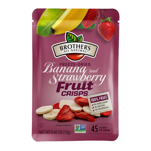Brothers All Natural Freeze Dried Fruit Crisps, Banana Strawberry, 0.42 Oz (Pack