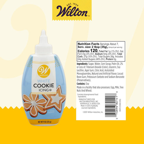 Wilton Cookie Icing, Fast-Drying Squeeze Bottle, 7.5 oz, White, for Decorating Cookies