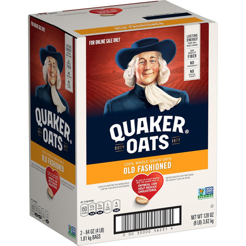 Quaker Old Fashioned Rolled Oats, Non GMO Project Verified, Two 64oz Bags