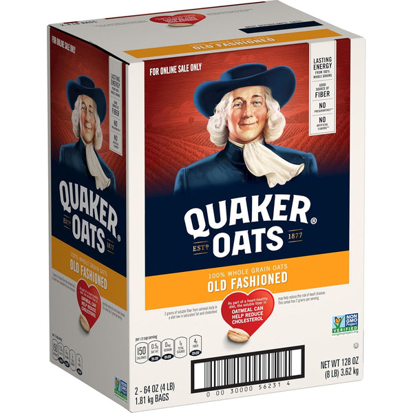 Quaker Old Fashioned Rolled Oats, Non GMO Project Verified, Two 64oz Bags