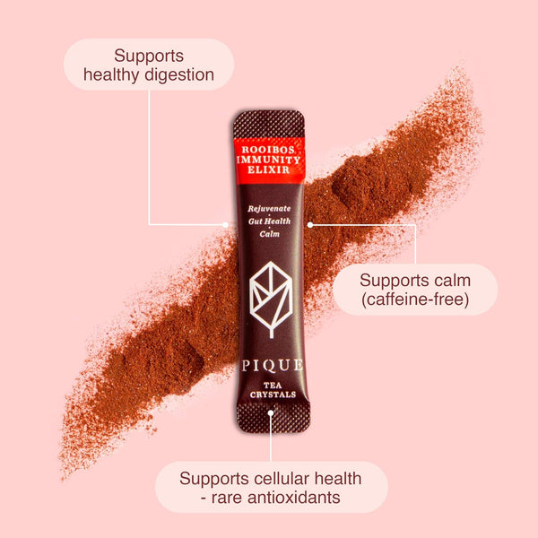 Pique Organic Rooibos Tea, Naturally Caffeine-Free Herbal Tea, 14 Single Servings for Healthy Immune System & Digestion