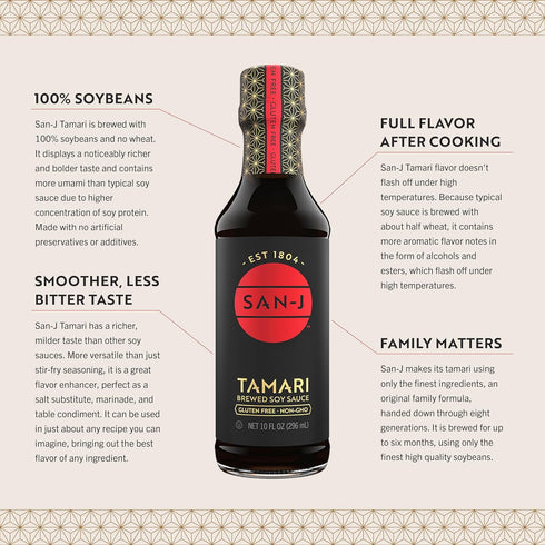 San-J Gluten Free Tamari Soy Sauce - 10 oz Bottles (2 Pack)