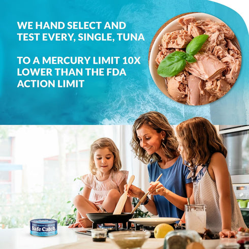 Whole30 5oz 12-Pack Safe Catch Canned Wild Tuna Fish, Wild Caught, Lowest Mercury, Gluten-Free, Kosher, Non-GMO
